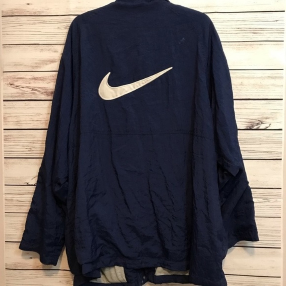 Vintage NIKE Navy Windbreaker Jacket Big Logo XL